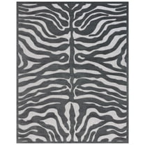 SAFAVIEH Cottage Eadaoin Zebra Indoor/Outdoor Area Rug, Light Grey/Grey, 8' x 10'