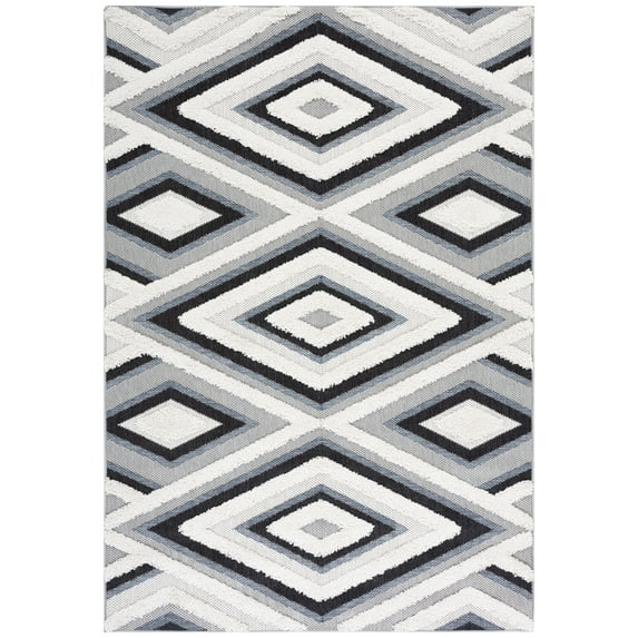 SAFAVIEH Cottage Ferdinand Geometric Indoor/Outdoor Area Rug, Ivory/Black, 4' x 6'
