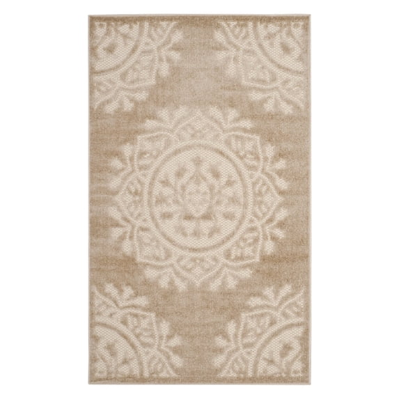 SAFAVIEH Cottage Joshua Medallion Indoor/Outdoor Area Rug Light Beige/Cream, 4' x 6'