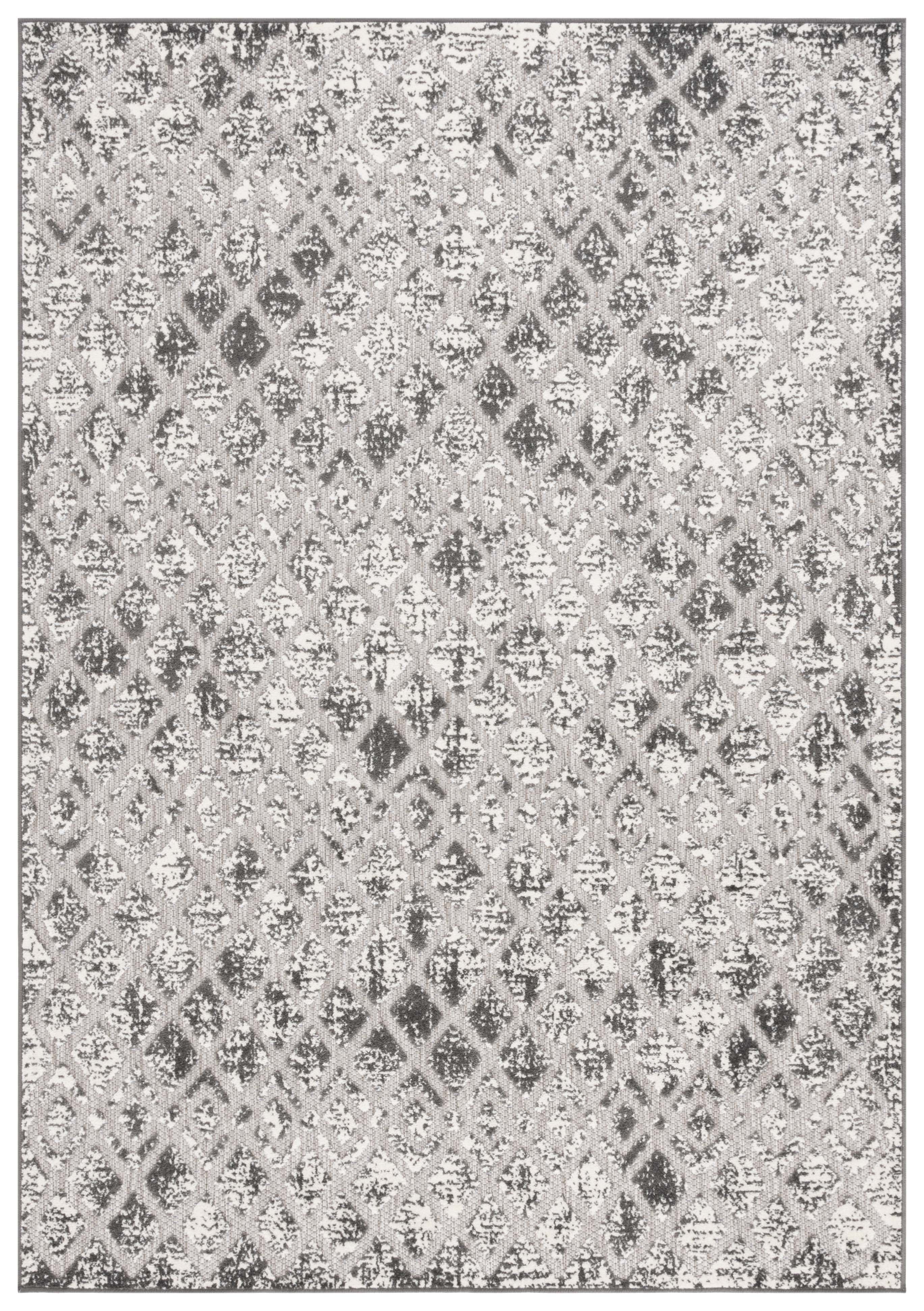 Gray Geometric Synthetic Indoor/Outdoor Area Rug