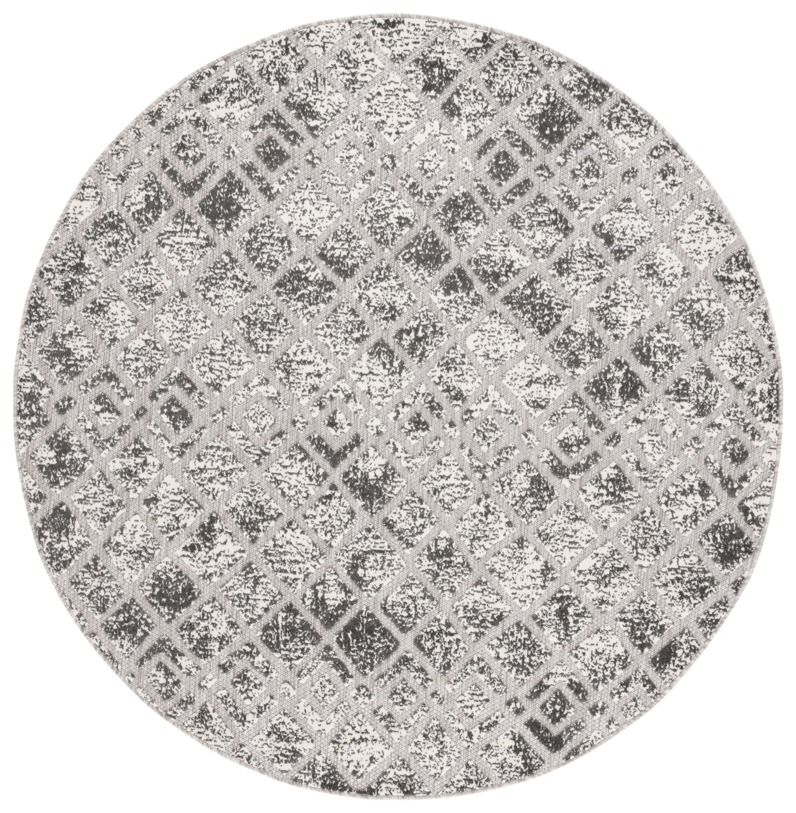SAFAVIEH Cottage Jytte Geometric Indoor/Outdoor Area Rug, Grey, 6'7" x 6'7" Round