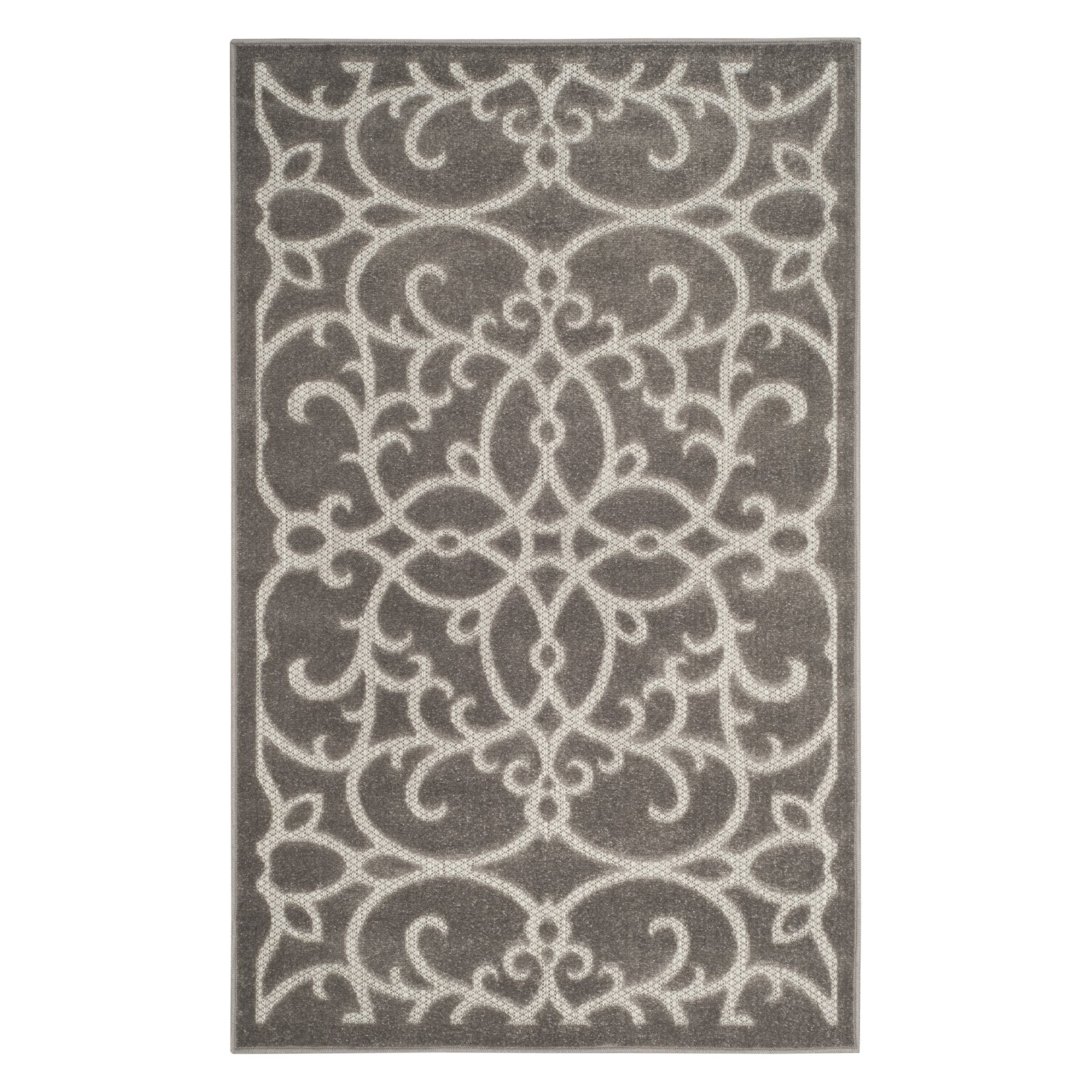 SAFAVIEH Cottage Kajus Floral Swirls Indoor/Outdoor Area Rug Grey/Light ...