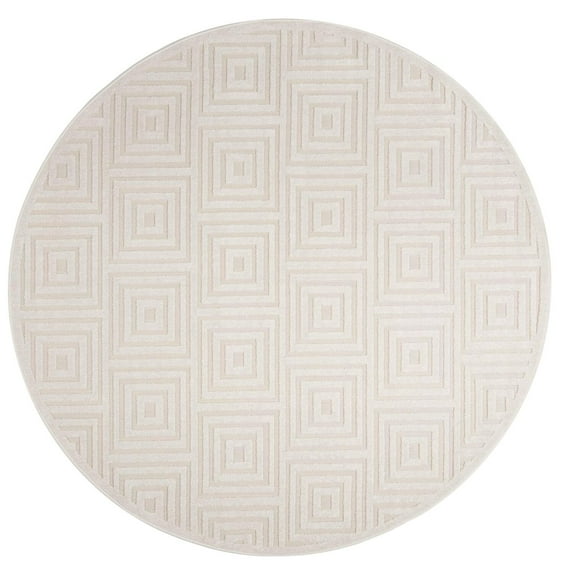 SAFAVIEH Cottage Laraine Geometric Indoor/Outdoor Area Rug Cream/Beige, 6'7" x 6'7" Round