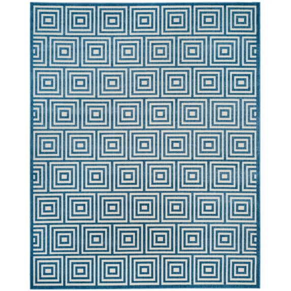 SAFAVIEH Cottage Laraine Geometric Indoor/Outdoor Area Rug Cream/Light Blue, 9' x 12'