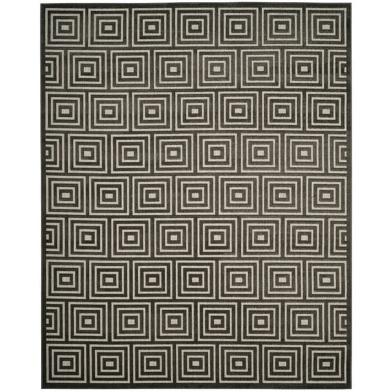 SAFAVIEH Cottage Laraine Geometric Indoor/Outdoor Area Rug Light Grey/Grey, 6'7" x 9'6"