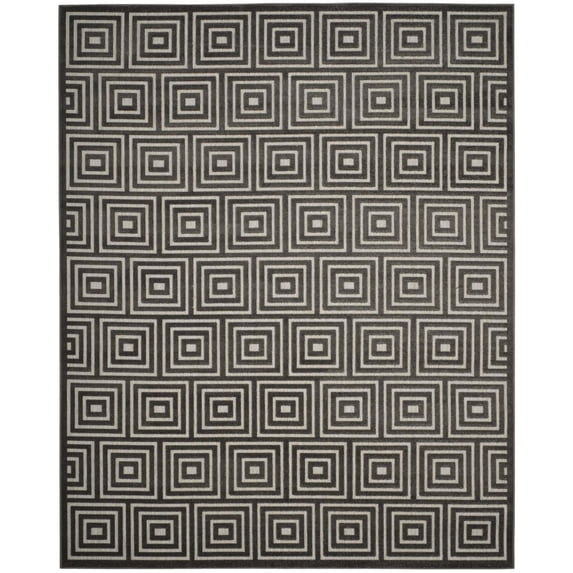 SAFAVIEH Cottage Laraine Geometric Indoor/Outdoor Area Rug Light Grey/Grey, 8' x 11'2"