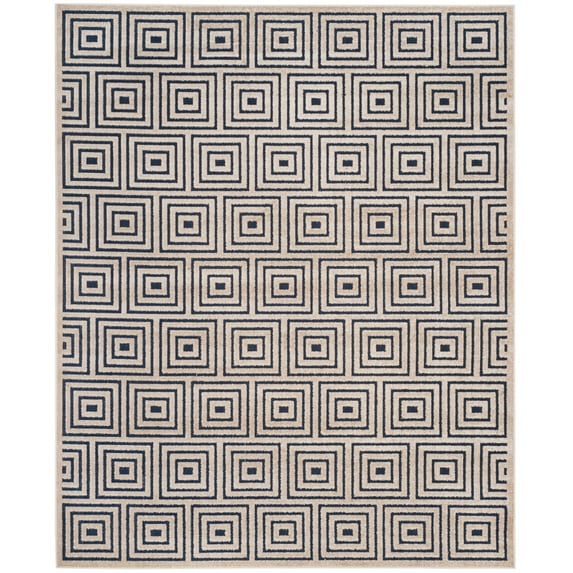 SAFAVIEH Cottage Laraine Geometric Indoor/Outdoor Area Rug Navy/Cream, 8' x 11'2"