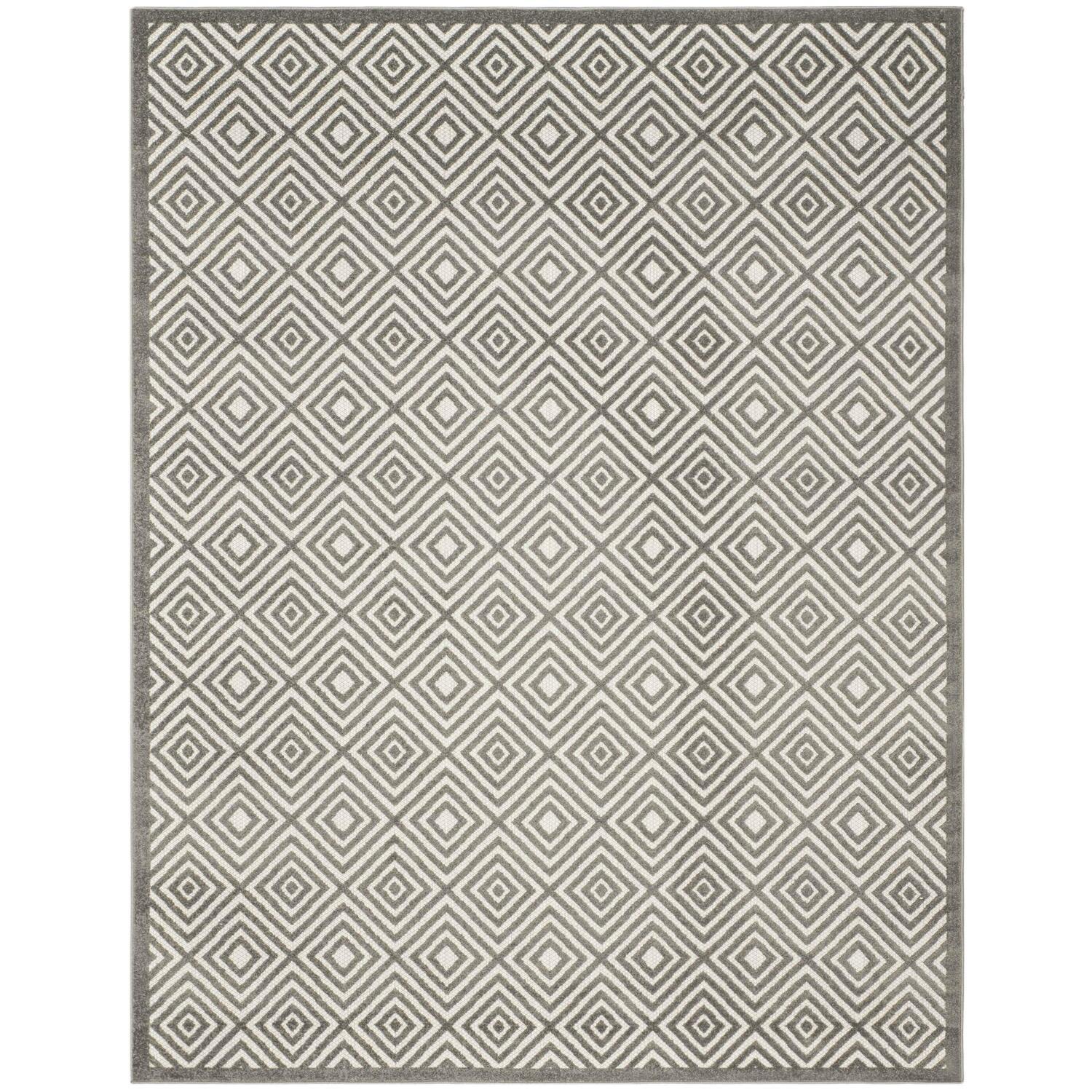 SAFAVIEH Cottage Leila Geometric Indoor/Outdoor Area Rug, Cream/Grey, 8' x 10'