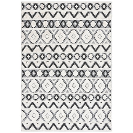 SAFAVIEH Cottage Leptis Geometric Indoor/Outdoor Area Rug, Ivory/Black, 5'3" x 7'7"