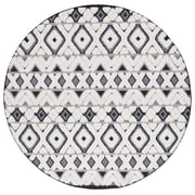 SAFAVIEH Cottage Leptis Geometric Indoor/Outdoor Area Rug, Ivory/Dark Grey, 6'7" x 6'7" Round