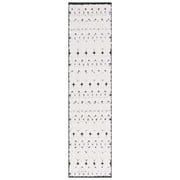 SAFAVIEH Cottage Leptis Geometric Indoor/Outdoor Runner Rug, Ivory/Dark Grey, 2' x 8'