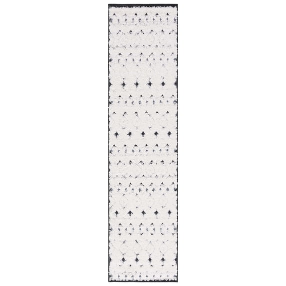 SAFAVIEH Cottage Leptis Geometric Indoor/Outdoor Runner Rug, Ivory/Dark Grey, 2' x 8'