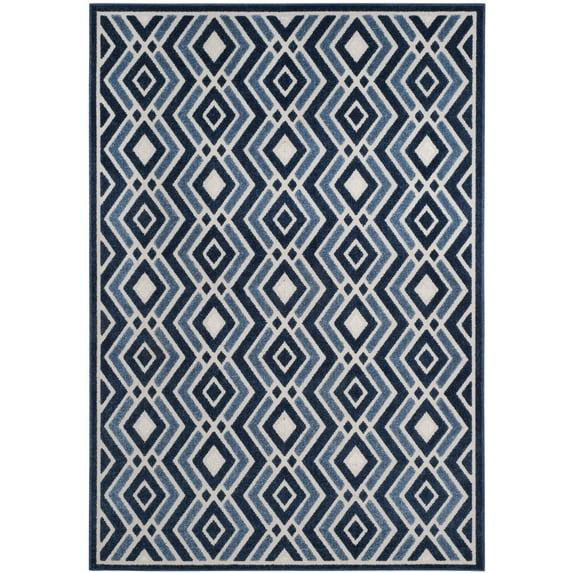 SAFAVIEH Cottage Lorin Geometric Chevron Indoor/Outdoor Area Rug Ivory/Blue, 5'3" x 7'7"