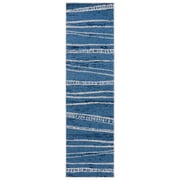 SAFAVIEH Cottage Neville Geometric Indoor/Outdoor Runner Rug, Blue, 2'3" x 8'