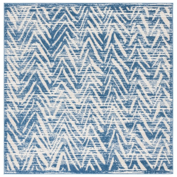 SAFAVIEH Cottage Ronni Chevron Indoor/Outdoor Area Rug, Blue, 6'7" x 6'7" Square
