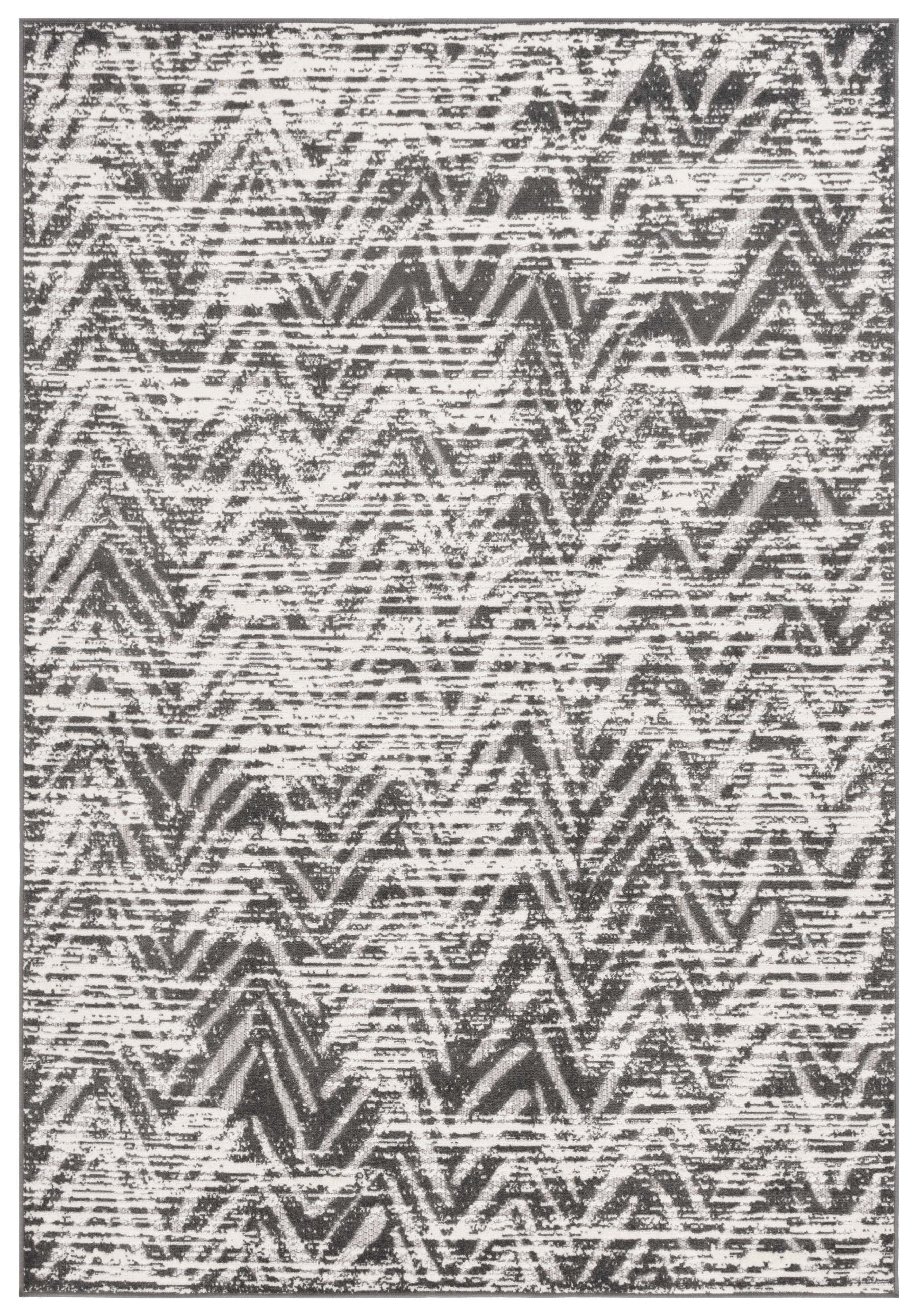 Gray Chevron Rectangular Synthetic Indoor/Outdoor Area Rug