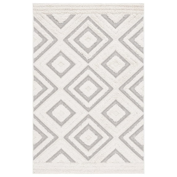 SAFAVIEH Cottage Wight Geometric Indoor/Outdoor Area Rug, Ivory/Grey, 4' x 6'