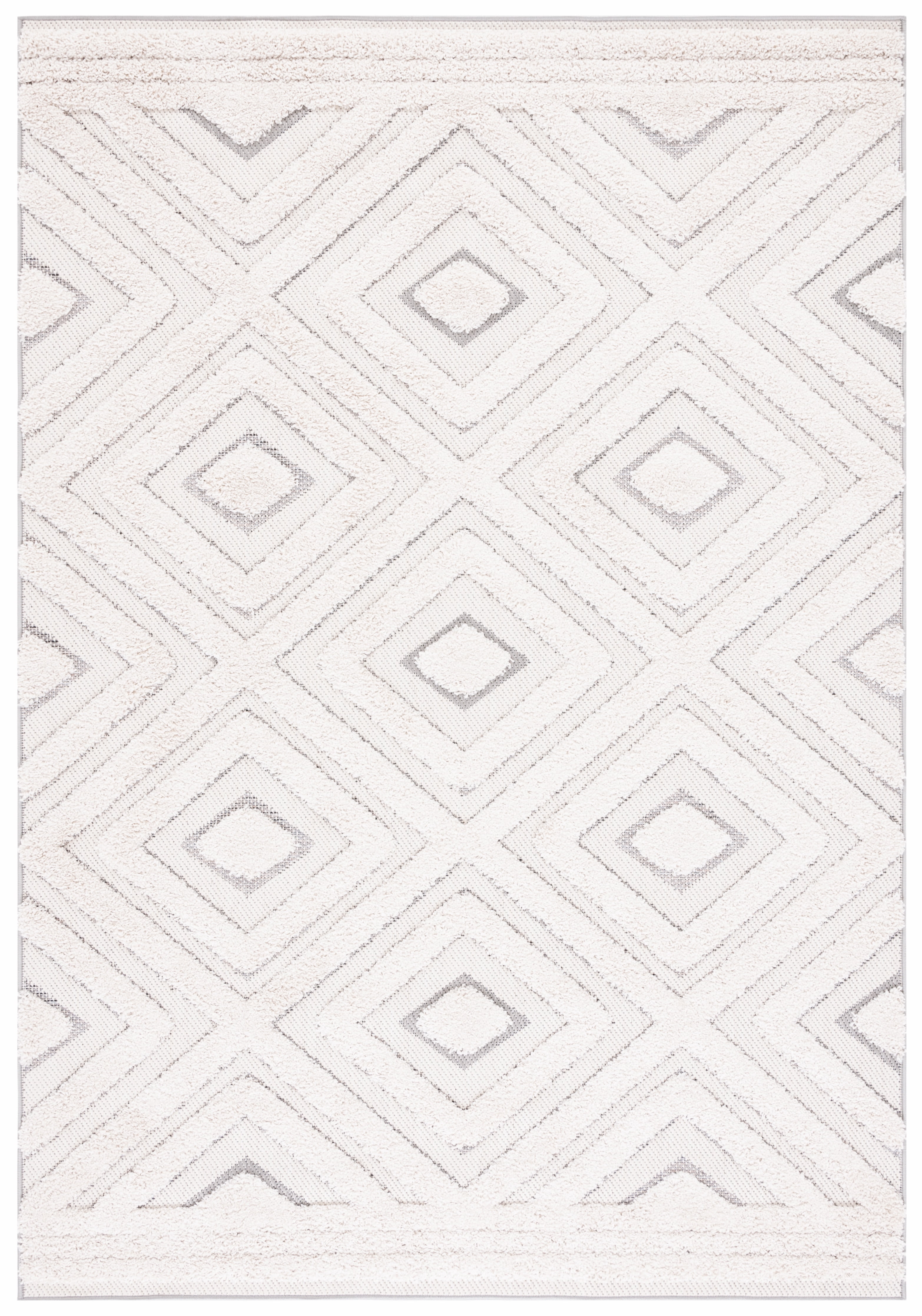 SAFAVIEH Cottage Wight Geometric Indoor/Outdoor Area Rug, Ivory/Light Grey, 4' x 6'