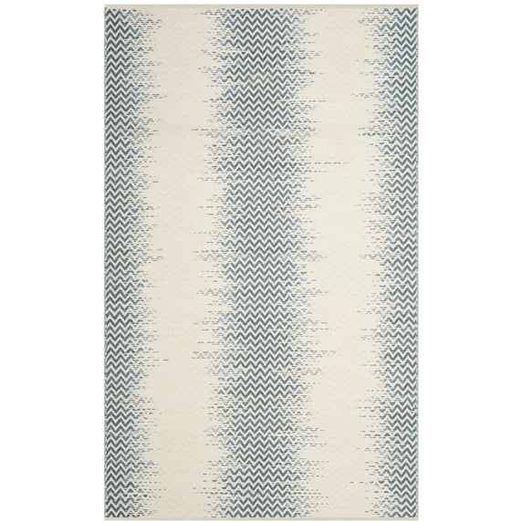 SAFAVIEH Cotton Kilim Kilim Chevron Cotton Area Rug, Blue/Ivory, 5' x 8'
