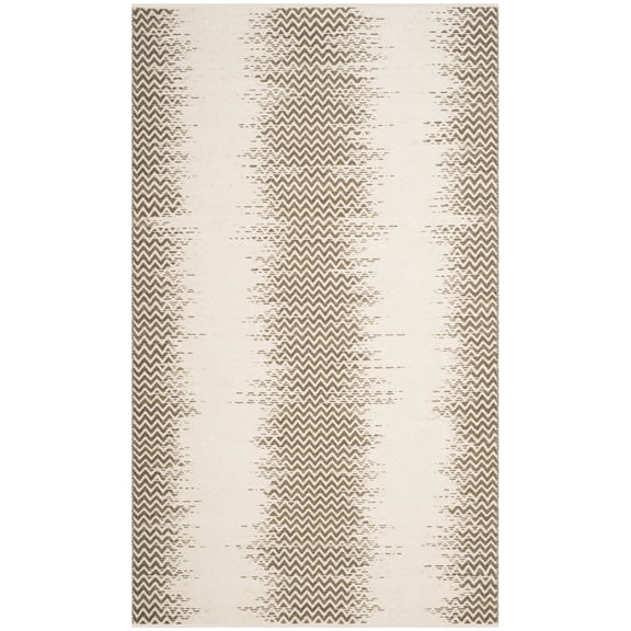 SAFAVIEH Cotton Kilim Kilim Chevron Cotton Area Rug, Brown/Ivory, 4' x 6'