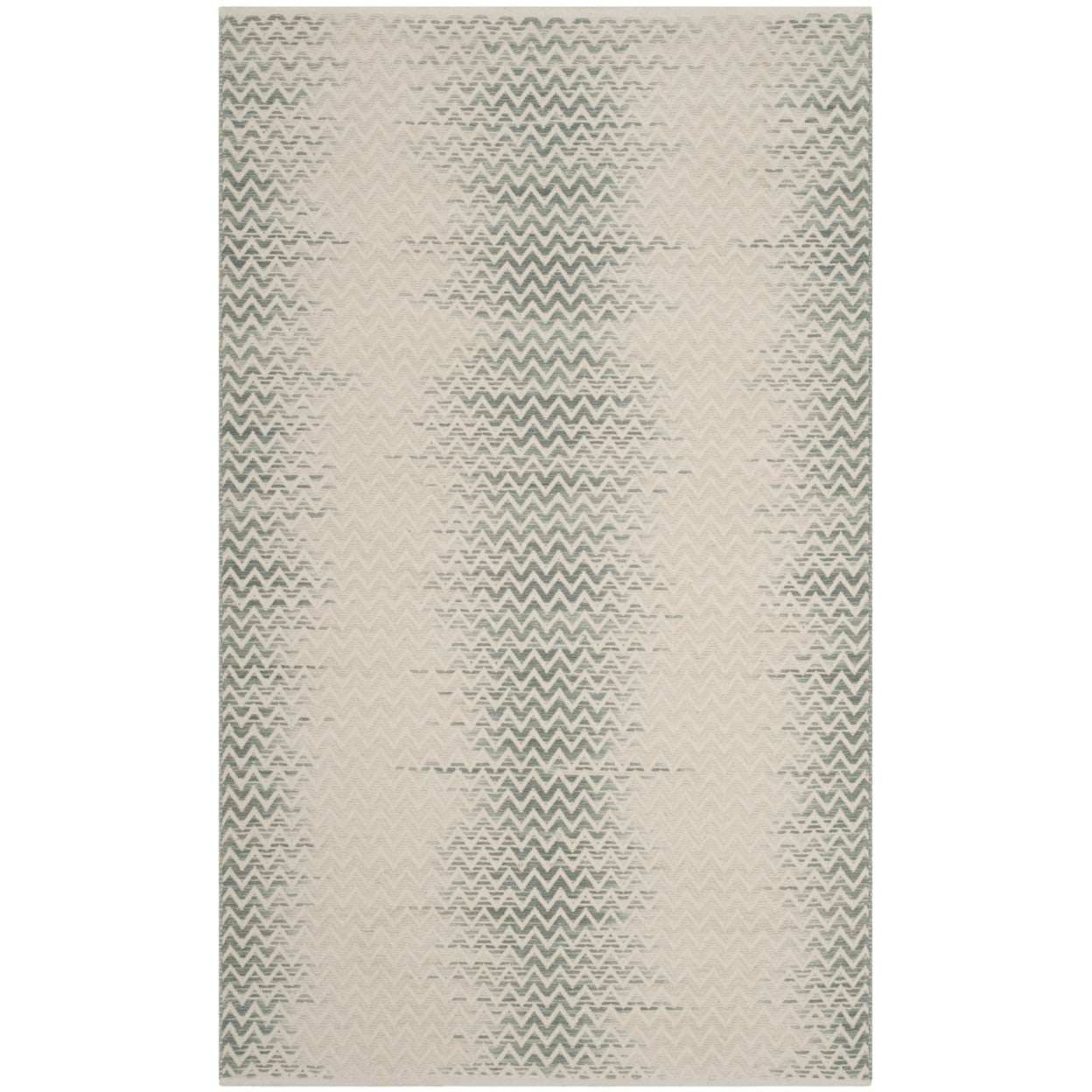 Nomadic Traditions Dark Green/Ivory Handwoven Wool-Cotton 4' x 6' Rug