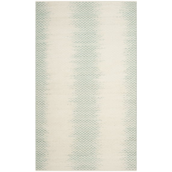 SAFAVIEH Cotton Kilim Kilim Chevron Cotton Area Rug, Light Green/Ivory, 5' x 8'
