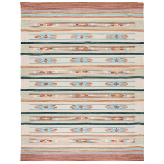 SAFAVIEH Cotton Kilim Kilim Southwestern Cotton Area Rug, Brown/Ivory, 8' x 10'