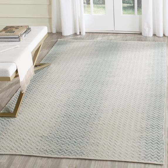 Safavieh Cotton Kilim Kilim Chevron Cotton Area Rug, Light Green/Ivory, 4' x 6'