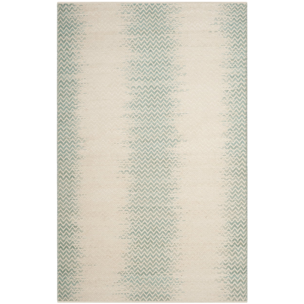Bohemian Light Green/Ivory Flat Woven Cotton & Wool 4' x 6' Rug