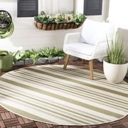 Safavieh Courtyard Aaron Striped Indoor/Outdoor Area Rug, Beige/Green, 6'7" x 6'7" Round