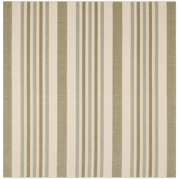 Safavieh Courtyard Aaron Striped Indoor/Outdoor Area Rug, Beige/Green, 6'7" x 6'7" Square