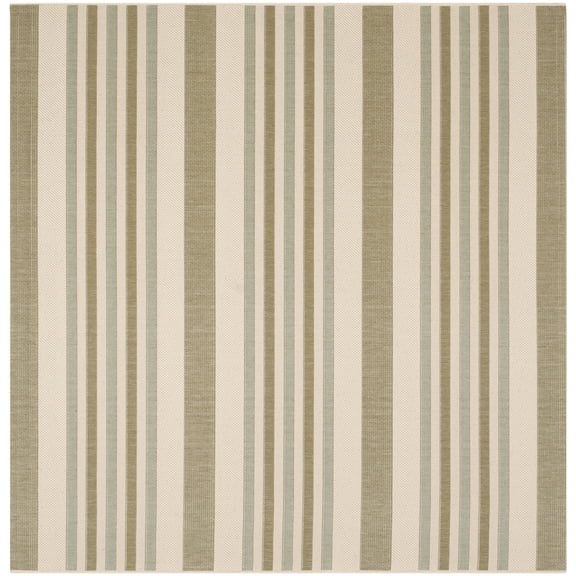 Safavieh Courtyard Aaron Striped Indoor/Outdoor Area Rug, Beige/Green, 6'7" x 6'7" Square