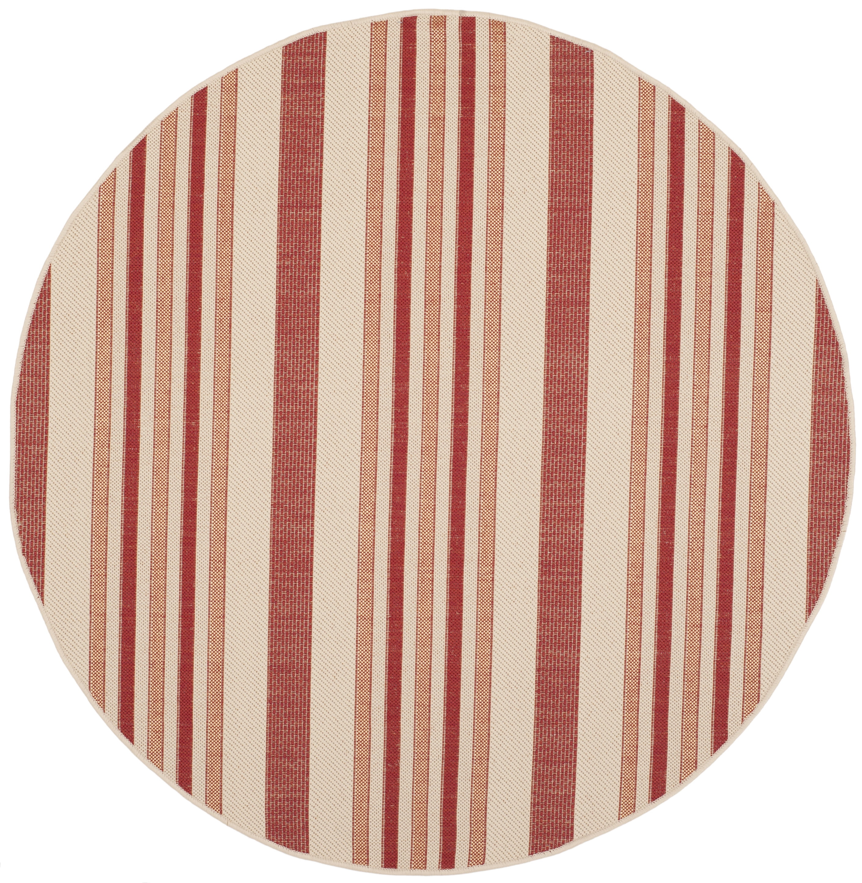 Safavieh Courtyard Aaron Striped Indoor/Outdoor Area Rug, Beige/Red, 5'3" x 5'3" Round