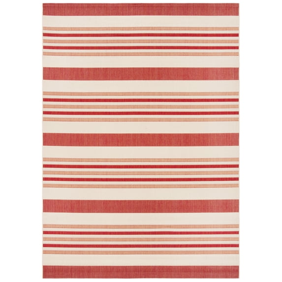 Safavieh Courtyard Aaron Striped Indoor/Outdoor Area Rug, Beige/Red, 9' x 12'