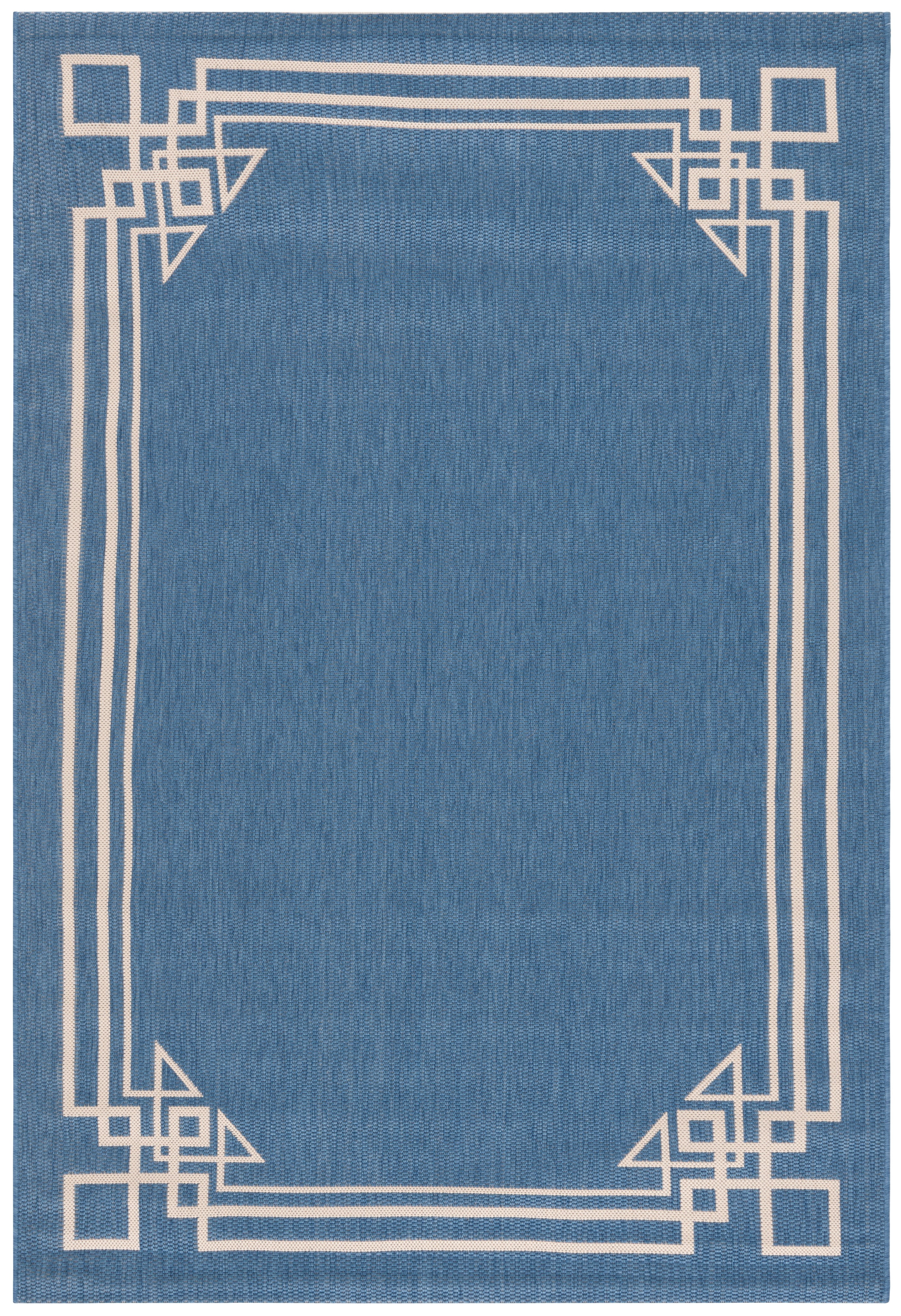 SAFAVIEH Courtyard Abagail Bordered Indoor/Outdoor Area Rug, Blue/Light Beige, 5'3" x 7'7"