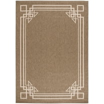 SAFAVIEH Courtyard Abagail Bordered Indoor/Outdoor Area Rug, Brown/Light Beige, 8' x 11'