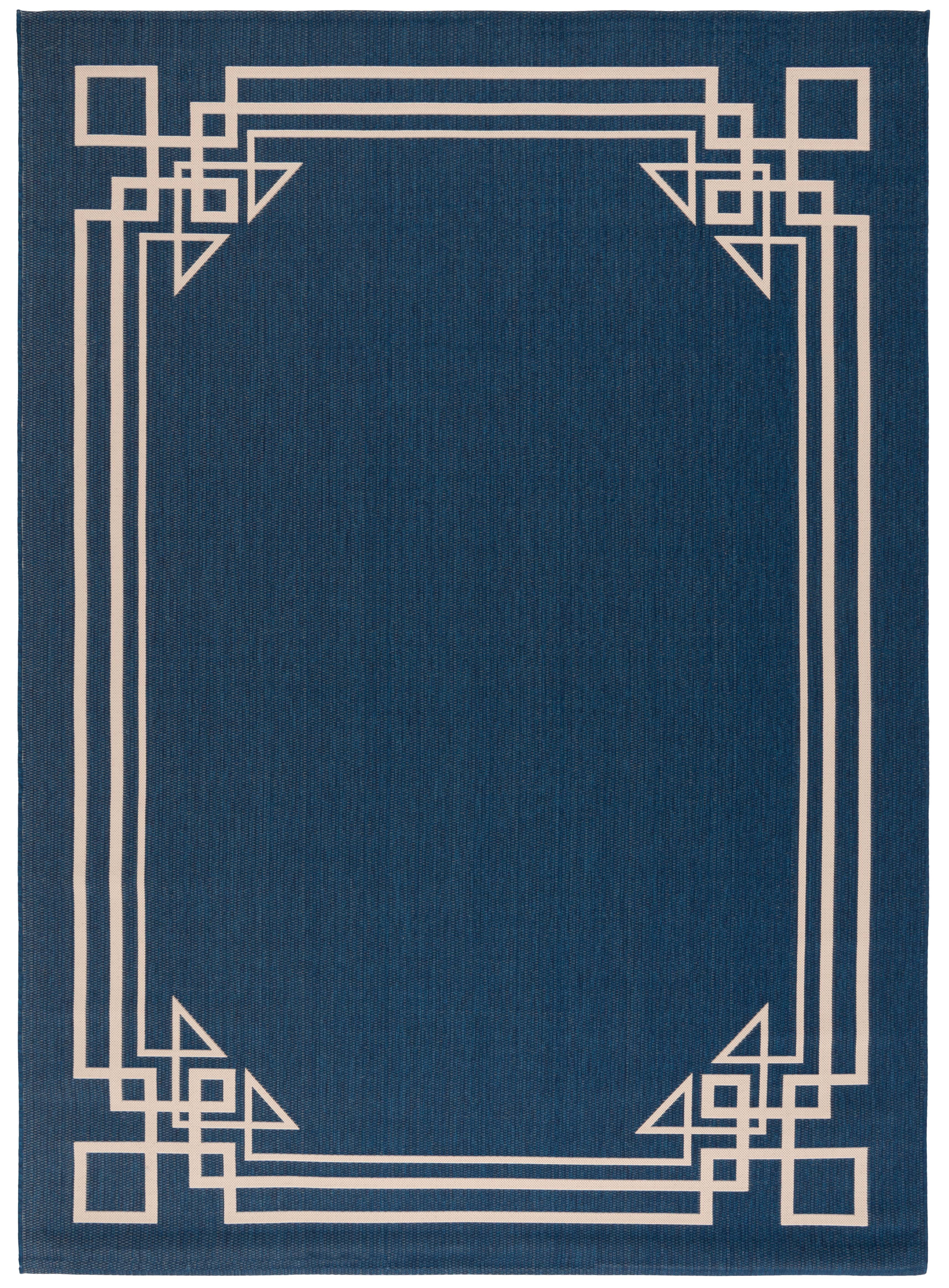 SAFAVIEH Courtyard Abagail Bordered Indoor/Outdoor Area Rug, Navy/Light Beige, 8' x 11'