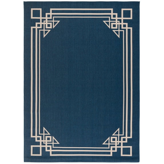 SAFAVIEH Courtyard Abagail Bordered Indoor/Outdoor Area Rug, Navy/Light Beige, 8' x 11'