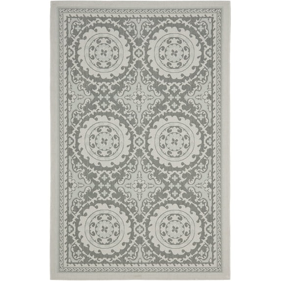Safavieh Courtyard Abel Geometric Indoor/Outdoor Area Rug, Light Gray/Anthracite, 4' x 5'7"