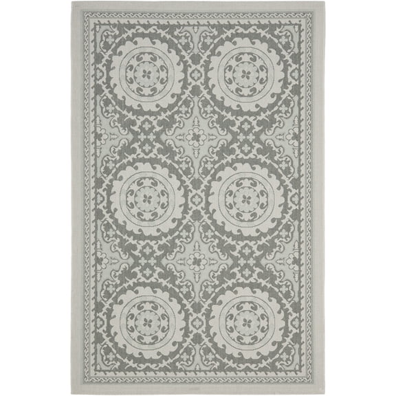 Safavieh Courtyard Abel Geometric Indoor/Outdoor Area Rug, Light Gray/Anthracite, 4' x 5'7"