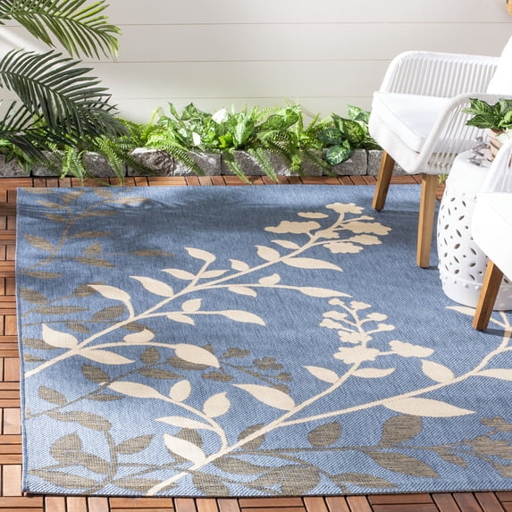 Safavieh Courtyard Abraham Floral Indoor/Outdoor Area Rug, Blue/Beige, 2'7" x 5'