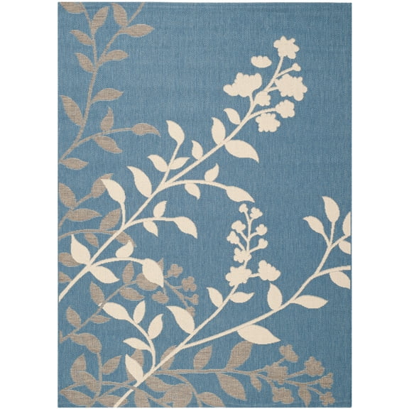 SAFAVIEH Courtyard Abraham Floral Indoor/Outdoor Area Rug, Blue/Beige, 2'7" x 5'