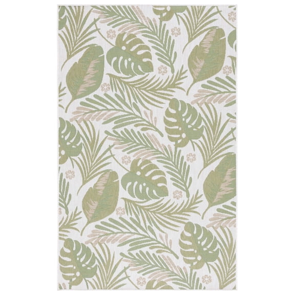 Safavieh Courtyard Adair Botanical Indoor/Outdoor Area Rug, Ivory/Green, 5'3" x 7'7"