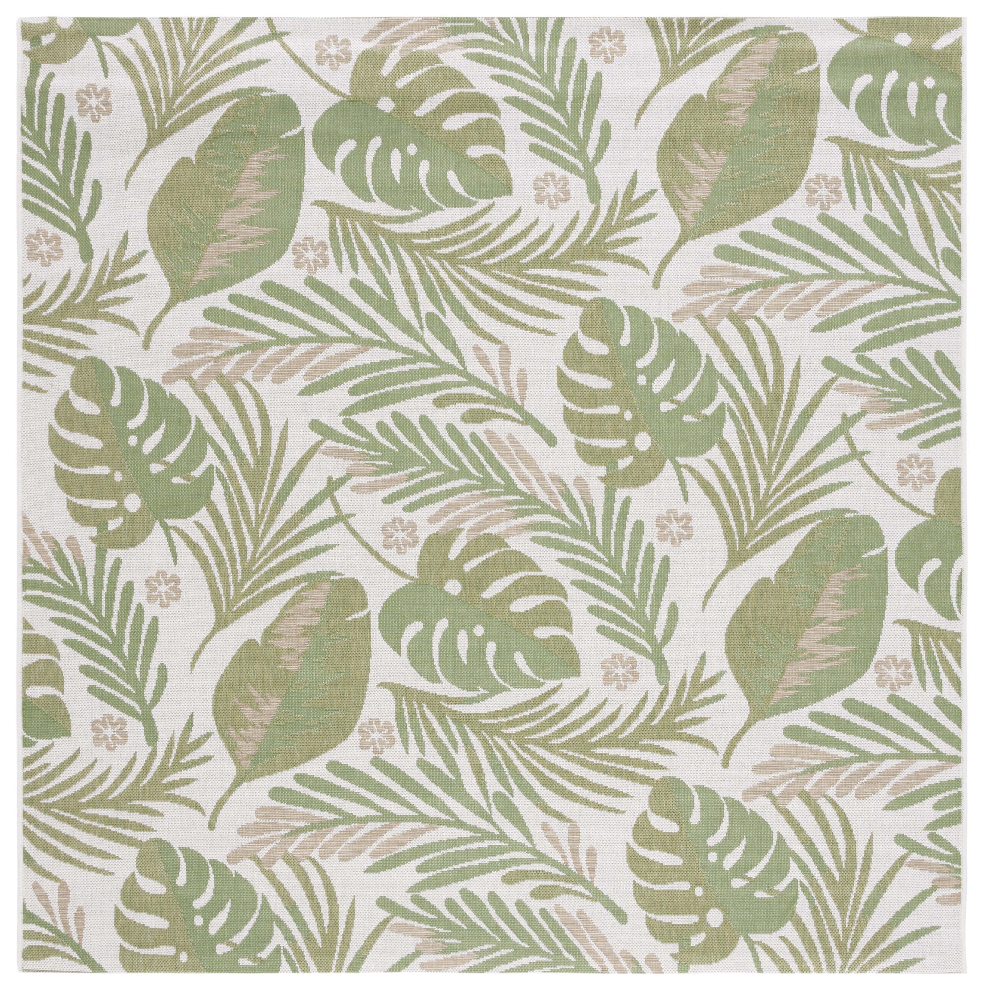 Safavieh Courtyard Adair Botanical Indoor/Outdoor Area Rug, Ivory/Green, 6'7" x 6'7" Square