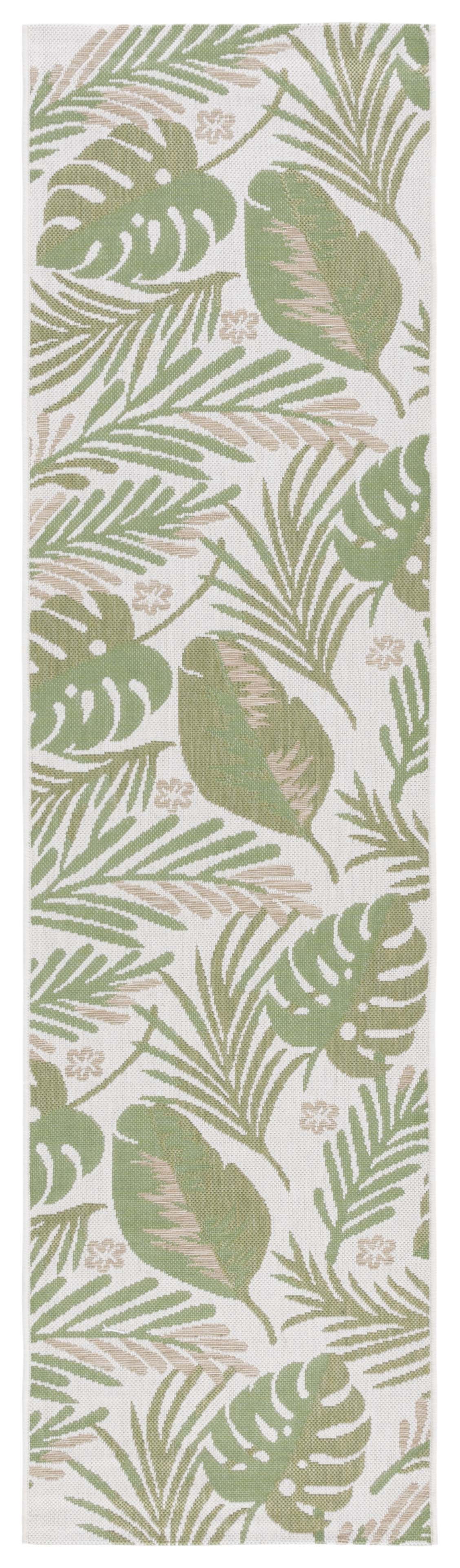 Safavieh Courtyard Adair Botanical Indoor/Outdoor Runner Rug, Ivory/Green, 2'3" x 8'