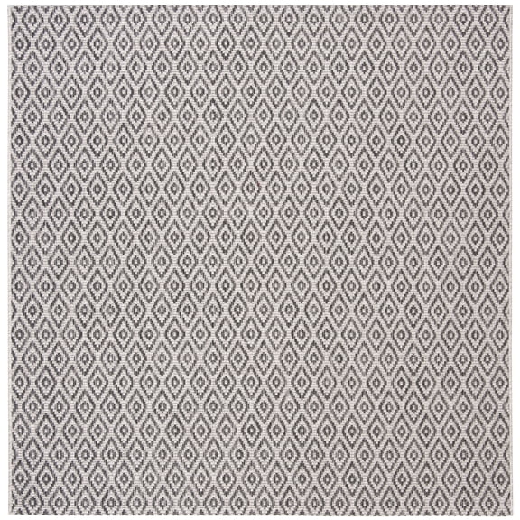SAFAVIEH Courtyard Adair Geometric Indoor/Outdoor Area Rug, 6'7" x 6'7" Square, Beige/Black