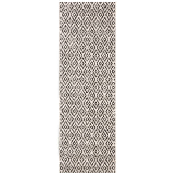 SAFAVIEH Courtyard Adair Geometric Indoor/Outdoor Runner, 2'3" x 6'7", Beige/Black
