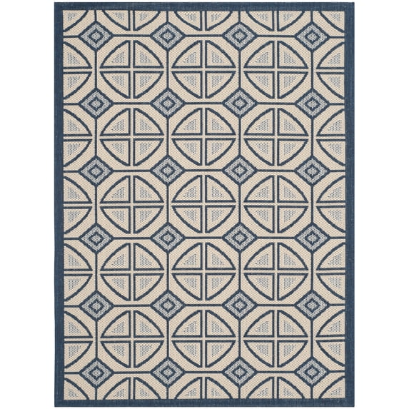 Safavieh Courtyard Adam Geometric Indoor/Outdoor Area Rug, Beige/Navy, 2'7" x 5'