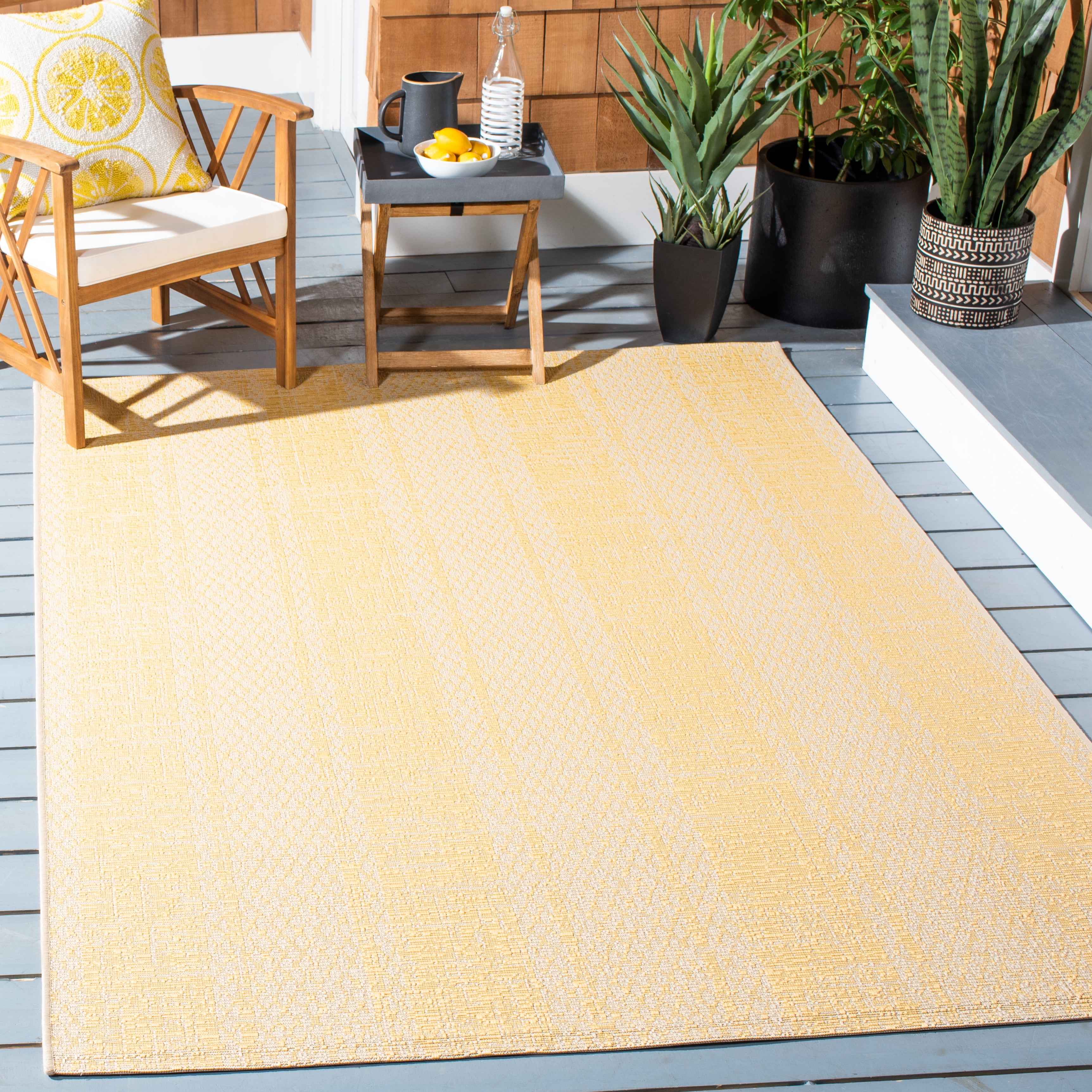 Safavieh Courtyard Adam Striped Indoor/Outdoor Area Rug, Beige/Gold, 6'7" x 9'6"