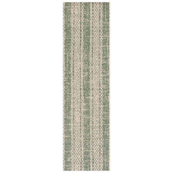 Safavieh Courtyard Adam Striped Indoor/Outdoor Runner Rug, Beige/Dark Green, 2'3" x 8'